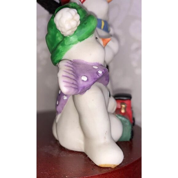 Snowmen w/ Metal Tree w/ Wood Base & Ornaments Christmas Holiday Living 11 Inch - Picture 8 of 12